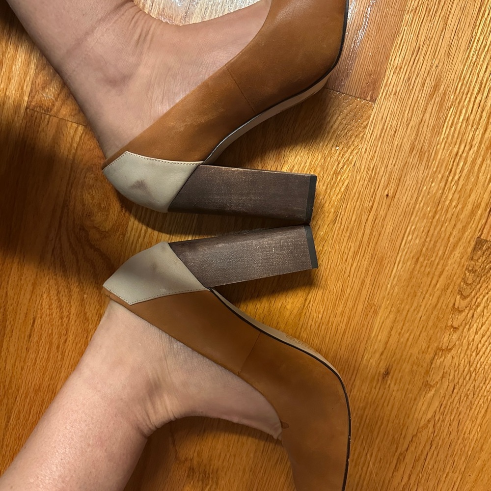 Aldo Genuine Tan And Cream Leather Women's Heels - image 2